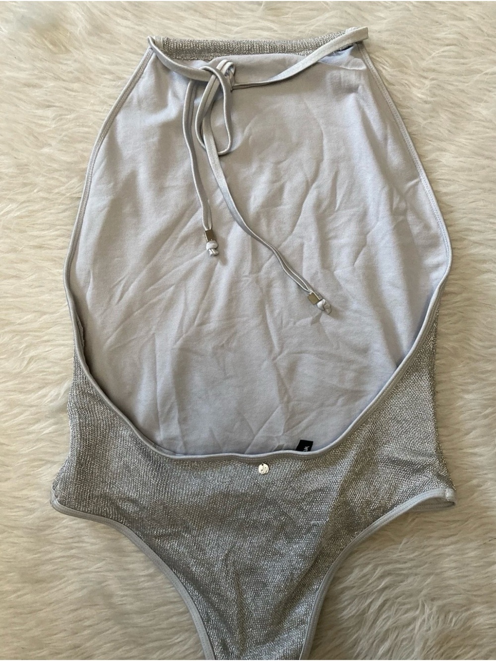 Sam Edelman Silver Halter-Style One-Piece - Picture 2 of 4